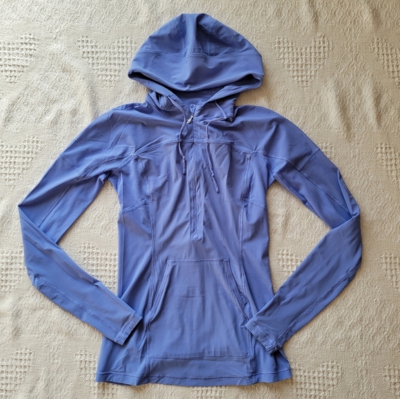 Lululemon Runbeam Long Sleeve UPF Ponytail Athletic Running Hoodie- Lilac Blue - Picture 3 of 12